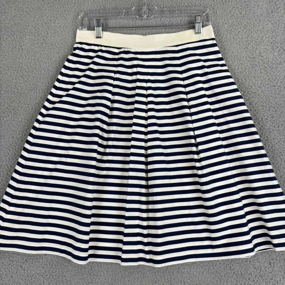 LOFT Flare Skirt Sz 4 Navy Striped Coastal Nautical Beachy Preppy Academia NWT